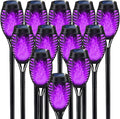 12Pack Halloween Yard Decorations, Purple Solar Halloween Lights for Outside Decor, LED Solar Flame Lights Outdoor for Yard Decorations, Waterproof Luces Solares Outdoor Decor for Patio Garden Pathway
