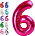 40 Inch Hot Pink Mylar Foil Number 6 Birthday Balloon, Digital Balloons for 6 16 Boy Girl Party Decorations Supplies, Big Helium Balloon Numbers for 26 36 46 60 Men Women Anniversary