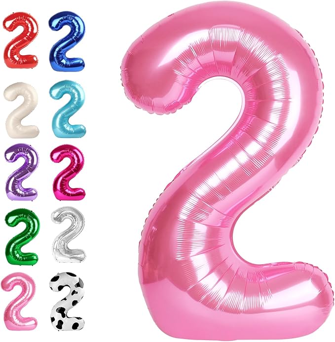 40 Inch Big Pink Number 2 Balloon Birthday Decoration, Number 2 Helium Balloon 12 20 22 23 24 26 28 32 42 Celebration, Boy Girl Baby Anniversary Party Graduations Supplies Decorations