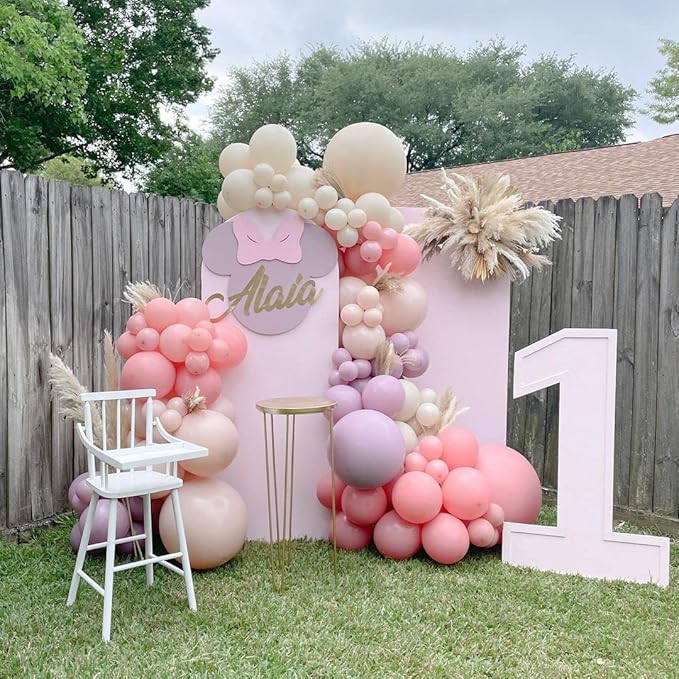 Purple Pink Balloon Garland Arch Kit Nude White Double Stuffed Balloons Cream Blush White Sand Latex Balloons Peach Pastel Light Purple Dusty Pink Balloon Birthday Party Decoration Boho Wedding