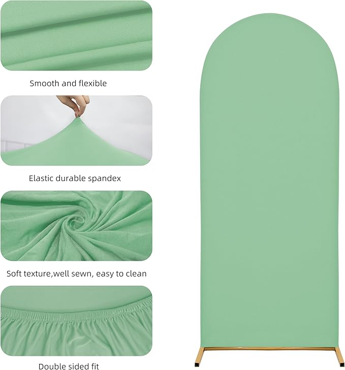 Arch Covers,Arch Backdrop Stand Fitted Cover for Wedding Birthday Party Ceremony Banquet Decoration(6.6FT,Mint Green,Cover Only)