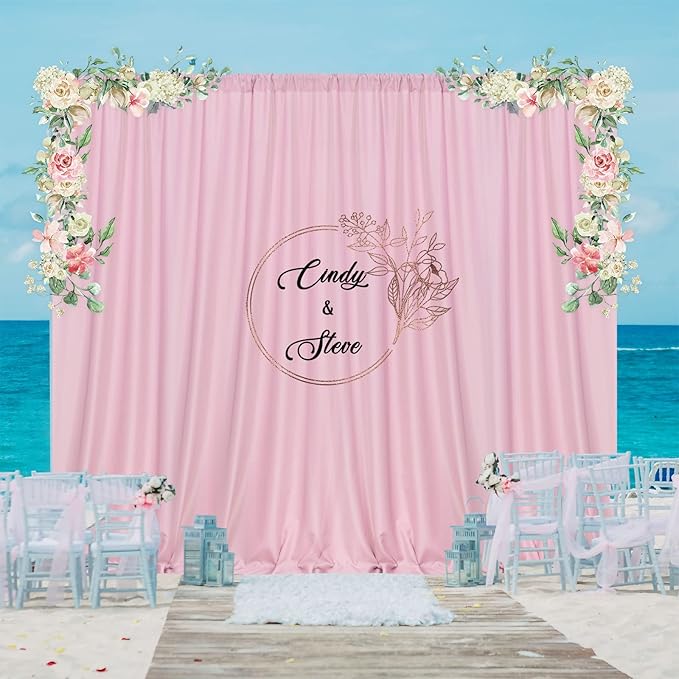 Pink Backdrop Curtain for Parties Rod Pocket Pink Curtains Photography Backdrop Drapes Privacy Fabric Decoration for Birthday Party Wedding Baby Shower Home Decor, 5ft x 7ft, 2 Panels