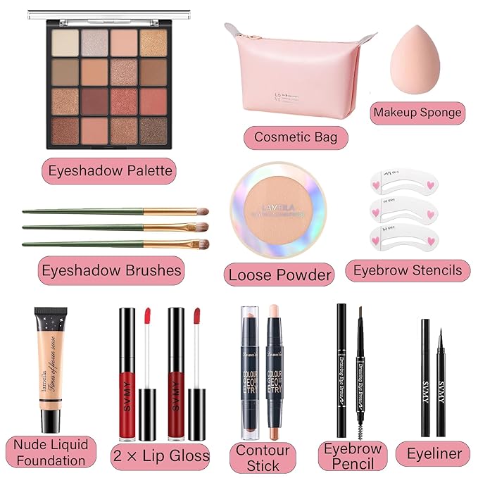 Makeup Set for Women, Makeup Full Kit for Beginners & Professionals, Travel Makeup Set for Teens & Adults, Makeup Gift Set for Girls, Eyeshadow Palette, Lip Gloss, Face & Eye Make up