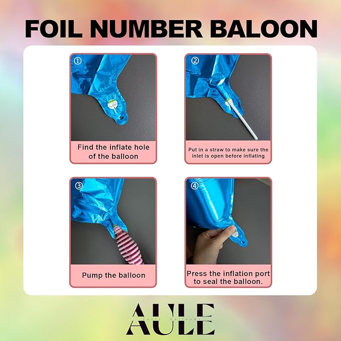 AULE 40 Inch Large 3 Balloon Numbers Blue, Big Foil Number Balloons, Giant Helium Happy Birthday Party Decorations for Man and Women, Huge Mylar Anniversary Party Supplies