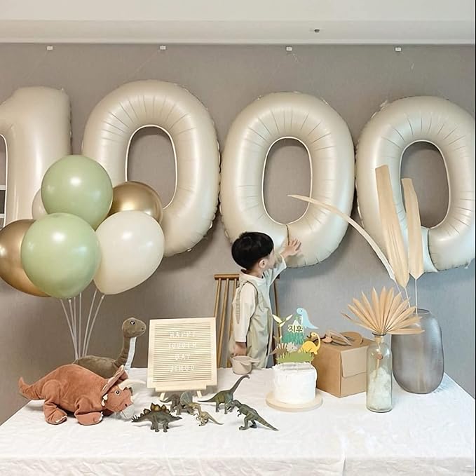 0 Number Balloon, Number Balloons 40 Inch, Sand White Large Big Foil Number Balloons for Birthday Party Graduation Wedding Anniversary Baby Shower Bachelorette Decoration Supplies