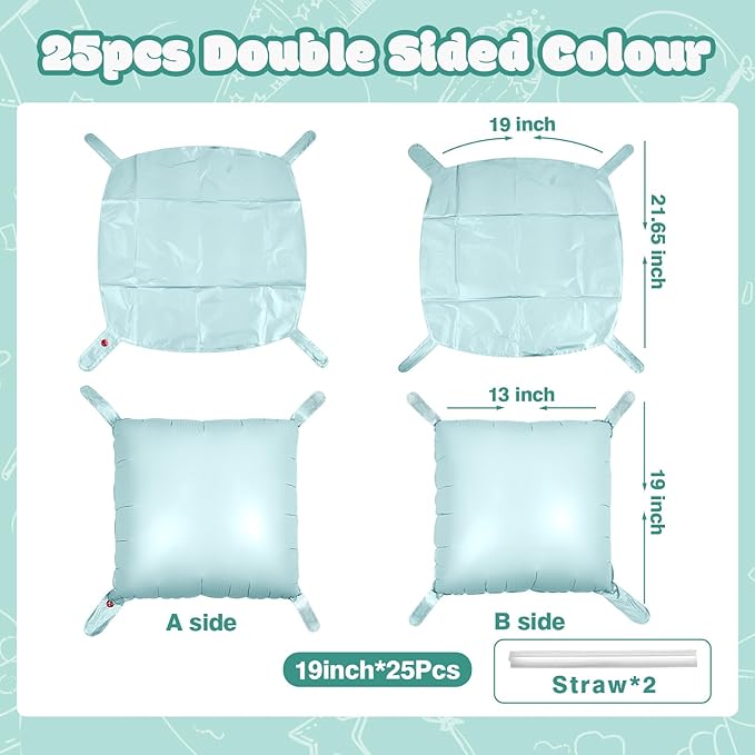 NISOCY 25PCS Pastel Green Square Foil Balloons Wall Backdrop Double Sided Pastel Green Balloons Arch Kit for Birthday Baby Bridal Shower Gender Reveal Easter Wedding Anniversary Party Decorations