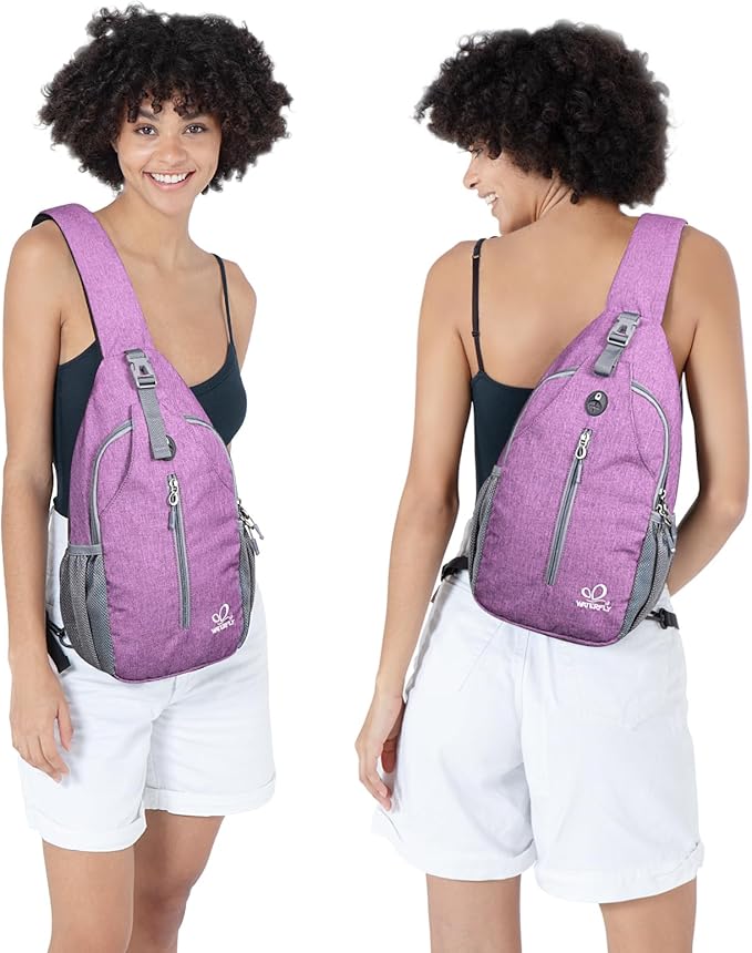 WATERFLY Small Hiking Sling Bag: Crossbody Sling Backpack Chest Bag Daypack for Men Women with Skin-Friendly Shoulder Strap