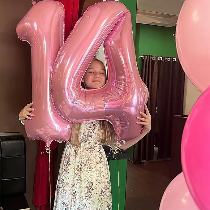 Pink 18 Balloon Number 40 Inch, Large Pearl Pink Number 18 Balloon, Light Pink 18 Balloons Foil Helium 18 Birthday Balloons for Girls Women 18th or 81st Year Old Birthday Party Decorations Anniversary