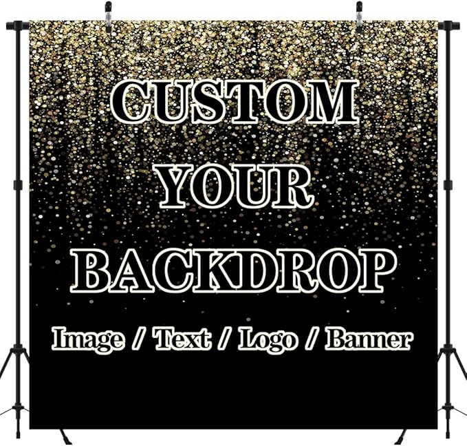 BELECO 8x6ft Fabric Custom Backdrop Customized Backdrop with Picture Logo Text Customize Your Design Personalized Background Backdrops Banner for Party Decor Birthday Wedding Festival Photoshoot Prop