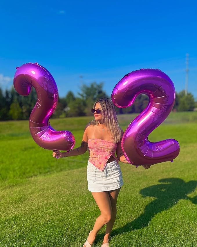 40 Inch Hot Pink Number 2 Balloon, Giant 2 Number Balloons for 2nd Birthday Decorations, Party Supplies for Baby Boy Girl, Hot Pink Party Decor