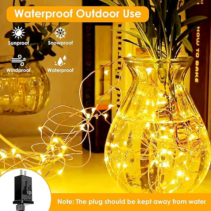 66Ft 200LED Fairy Lights Plug in with Remote, Waterproof String Lights Outdoor & Indoor 8 Modes with Timer, LED Twinkle Lights for Girl's Room Garden Patio Halloween Christmas Decorations (Warm White)