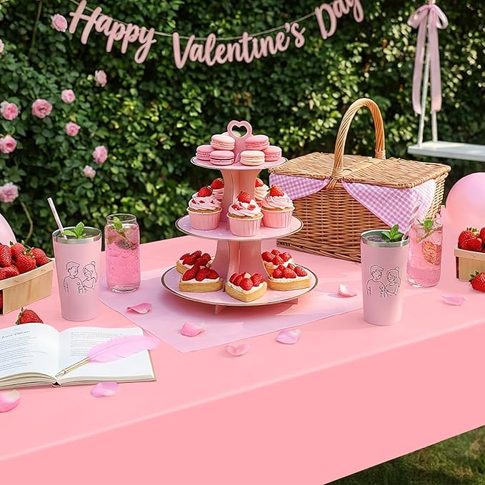 Smiry Disposable Table Cloth - 6 Pack, 54 x 108 Inch Waterproof Rectangle Tablecloths for Easter Party, Valentines & Mothers Day Decorations, Decorative Plastic Table Cover, Leakproof & Sturdy, Peach