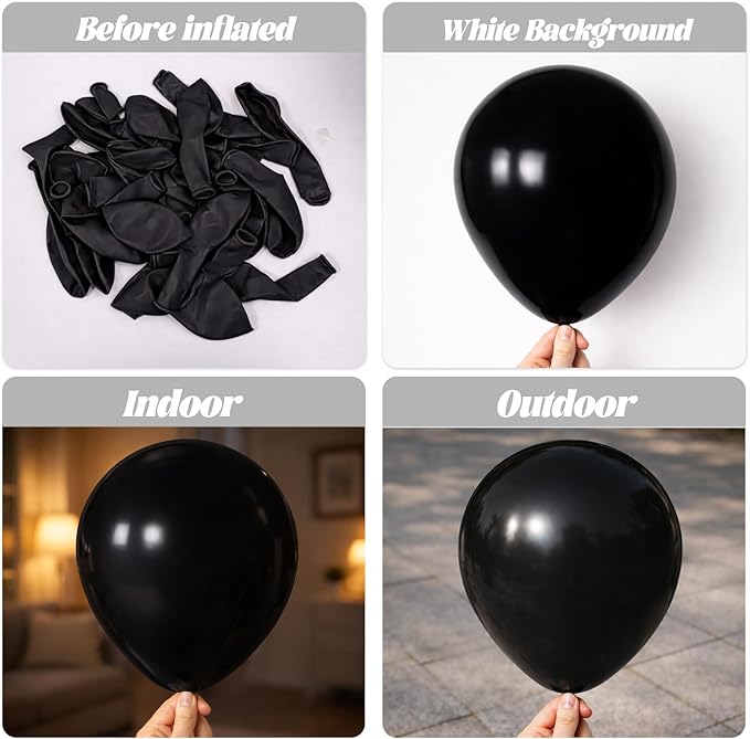 90pack Black Balloons Different Size 18/12/10/5 Inch Black Balloon Garland Arch Kit for Graduation, Wedding, Birthday, New Year, Baby Shower, Anniversary, Holiday Party Decorations