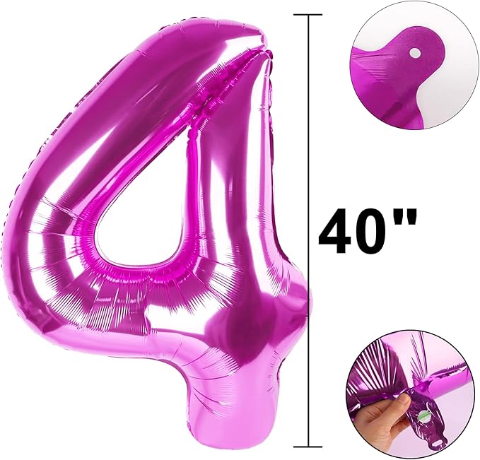 40 Inch Large 24 Balloon Numbers Rose Purple Big Foil Number Balloons Giant Helium Happy Birthday Party Decorations for Man and Women, Huge Mylar Anniversary Party Supplies