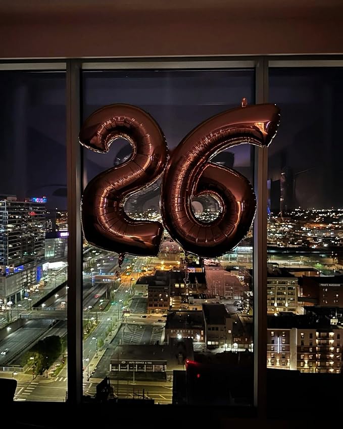 Coffee Brown 40 Inch Mylar Foil Number 6 Balloon, Birthday Digital Balloons for 6 16 Boy Girl Party Decorations Supplies,Dark Brown Big Helium Balloon Numbers for 26 36 46 60 Men Women Anniversary