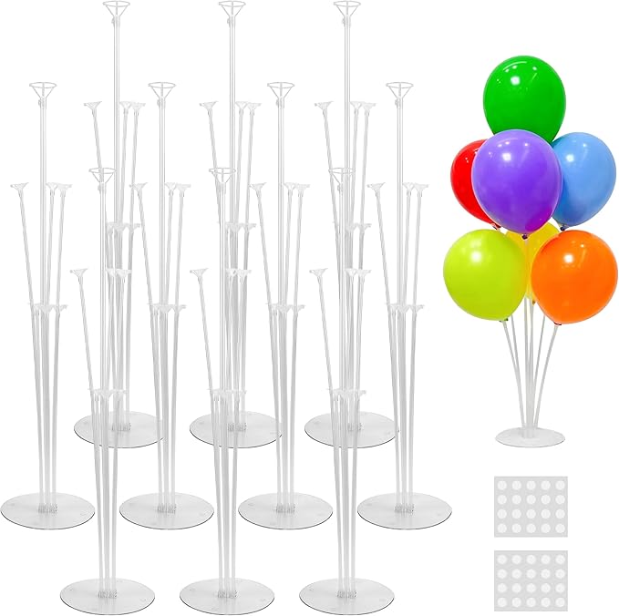 JOYYPOP 10 Sets Balloon Stand Kit, Balloon Sticks with Base Party Supplies Birthday Graduation Party Decorations Wedding
