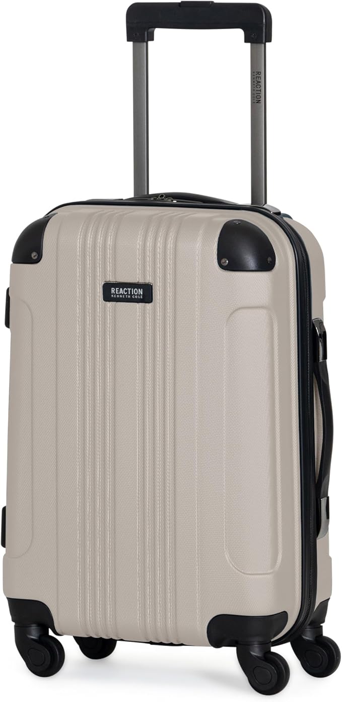 Kenneth Cole REACTION Out of Bounds Lightweight Hardshell 4-Wheel Spinner Luggage, Mushroom, 20-Inch Carry On