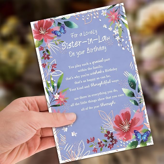 Sister In Law Birthday Card, Happy Birthday Cards Gift for Sister-In-Law