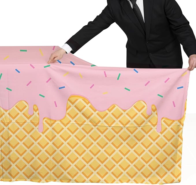Gatherfun Ice Cream Party Supplies: 2-Pack Ice Cream Birthday Party Decorations,Disposable Plastic Tablecloth, Ideal Table Cover for Kids & Girls Birthday, Baby Shower & Themed Parties, 54 x 108 Inch
