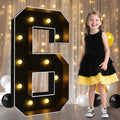 Pooqla 3FT Marquee Light Up Numbers, Black Lighted Party Decor for her him Women Men, Giant Mosaic Light Up Numbers for 6th 16th 60th Birthday Anniversary Decoration, Number 6