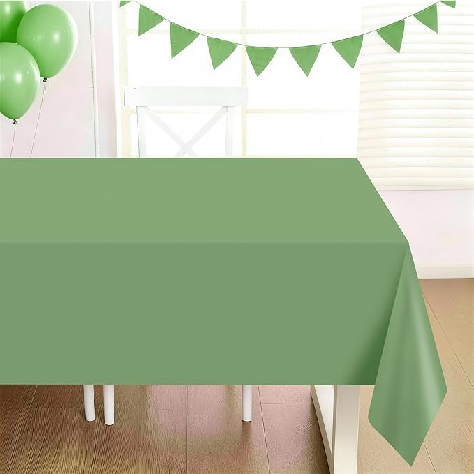 Childom 3 Pack Sage Green Tablecloths,54"x108" Plastic Table Cloth Disposable for Rectangle Tables,Sage Green Table Cover for Dinner Outdoor Picnic Birthday Bridal Wedding Baby Shower Party Decoration