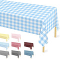 4 Pcs Light Blue Checkered Tablecloth 54 ×108 Inches Rectangle Blue Gingham Tablecloth Disposable Plastic Waterproof Table Cover for Outdoor Picnic, Kitchen, Holiday Birthday Party
