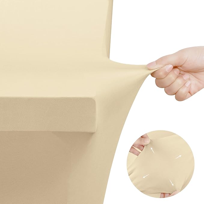 Utopia Kitchen Spandex Tablecloth 2 Pack [4FT, Champagne] Tight, Fitted, Washable and Wrinkle Resistant Stretch Table Cloth Rectangle Cover for Trade Show, Weddings & Parties [48Lx30Wx30H Inch]