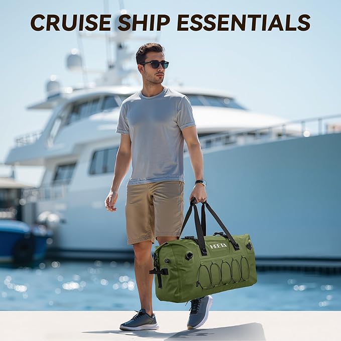 HEETA Waterproof Duffel Bag Motorcycle Dry Bag Backpack, 60L/80L Extra Large Rolltop Travel Duffle Bags with Straps & Handles for Kayaking Rafting Boating Canoeing Camping Gym Beach Cruise Ship
