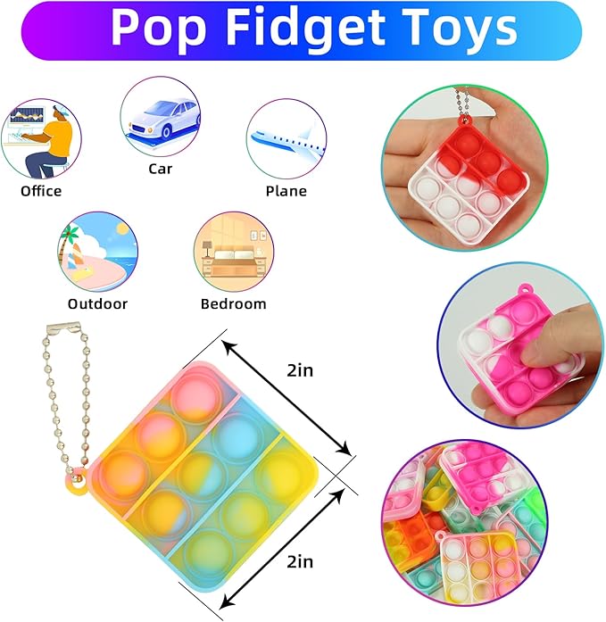 57PCS Party Favors for Kids,Fidget Toys Bulk Its Birthday Party Favors for Toddlers Adult, Small Classroom Prizes Box Fidgets Toys for Kids, Goodie Bag Stuffers, Treasure Chest, Bubbles Poppers