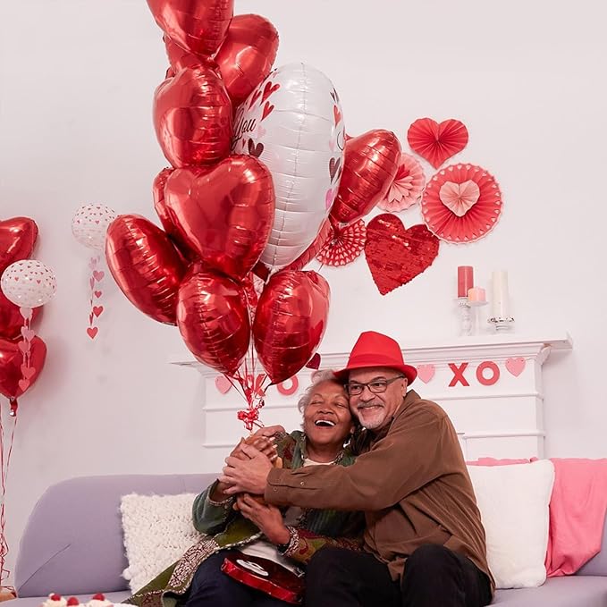 Red Heart Balloons,10Pcs Red Foil Heart Shaped Love Balloons,18Inch Helium Polyester Film Balloon for Valentines,Engagement,Birthday,Baby Shower,Wedding Party Decorations