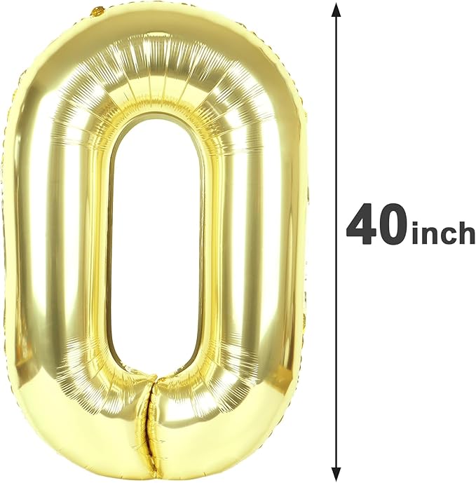 Champagne Gold Helium Number Balloon 40 Inch, Giant Foil Light Gold Number 0 Birthday Balloons, Large Numbers 10 20 30 40 50 60 70 80 90 100 2026, Party Celebration Supplies Decorations