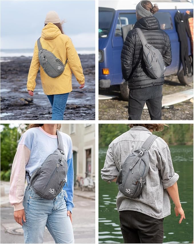 WATERFLY Crossbody Sling Backpack Sling Bag Travel Hiking Chest Bag Daypack