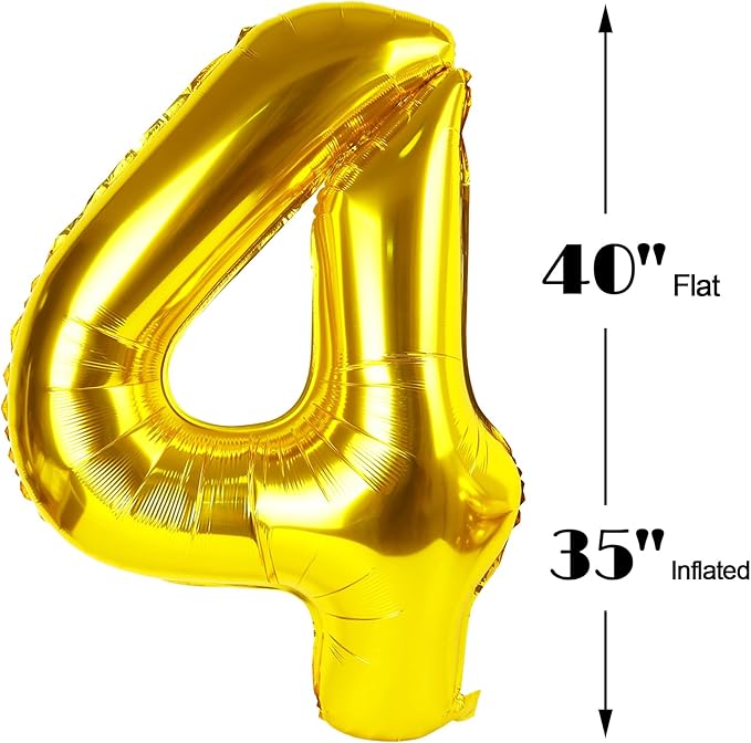 40 Inch Gold Large Number 14 Birthday Balloon, Giant Number 14 Fourteen Balloons, Foil Mylar Big Balloons for Anniversary Graduation Supplies Decorations
