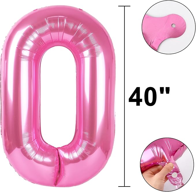 Pink Number 0 Balloon 40 Inch,Jumbo Giant Mylar Pink Number 0,Big Large Foil Helium Number Balloons, Balloons for 10 20 30 100 Birthday Party Decorations Supplies Anniversary Celebration