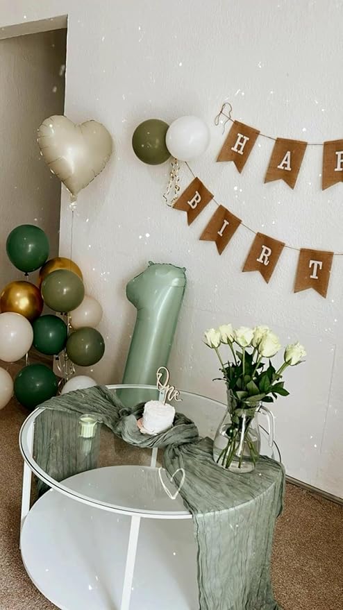 Sage Green Number 1 Balloon 40 inch, Number 1 Birthday Balloons for Boy Girl, Oliver Green Foil One Balloon for 1st 10 11 12 16 18 Birthday Party, Anniversary Celebration Number Balloons Decorations