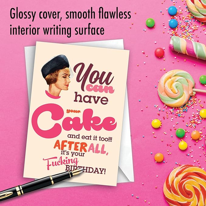 NobleWorks - 1 Funny Women's Birthday Card - Hilarious Bday Greeting Card with Envelope, Sassy Celebration - Have Your Cake C7019BDB