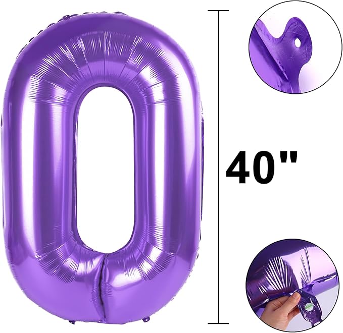 40 Inch Purple Number 40 Digital Balloon,Jumbo Mylar Foil Helium Balloon for 40 Balloons for Birthday Party,Wedding Anniversary Party Decorations