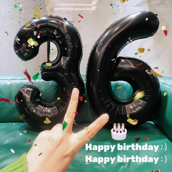 40 Inch Black Number 16 Digital Balloon,Jumbo Mylar Foil Helium Balloon for 16 Balloons for Birthday Party,Wedding Anniversary Party Decorations
