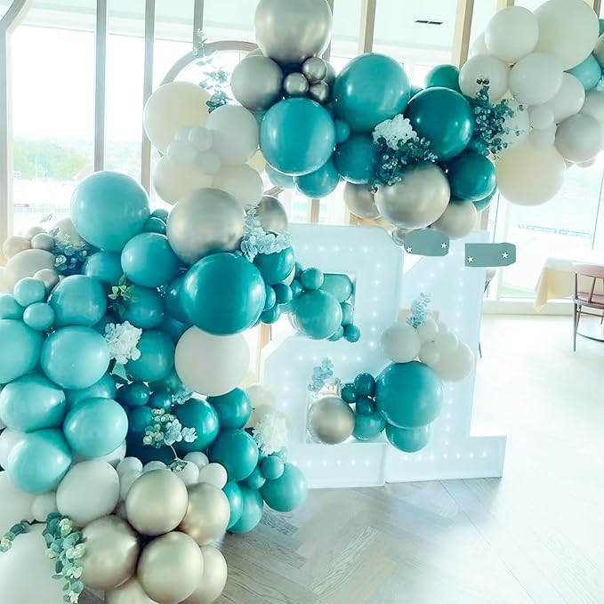 PartyWoo Dark Teal Balloons 50pcs 12 Inch Turquoise Aqua Blue Teal Balloons for Graduation Wedding Baby Shower Bridal Shower Gender Reveal Engagement Birthday Pool Party Decorations Blue-Y17