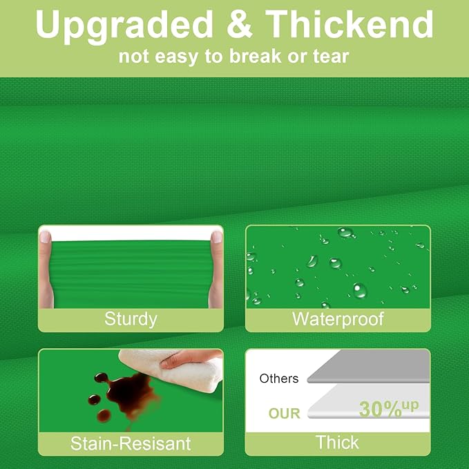 QIKSION Green Plastic Table Cloth Disposable 3 Pack, 54 x 108 Inch Tablecloths for St Patricks Day, Birthday Party, Christmas Decorations, Rectangle Table Cover