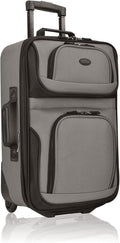 U.S. Traveler Rio Lightweight Softside Rolling Carry-on Suitcase, 2-Wheel Single, Grey