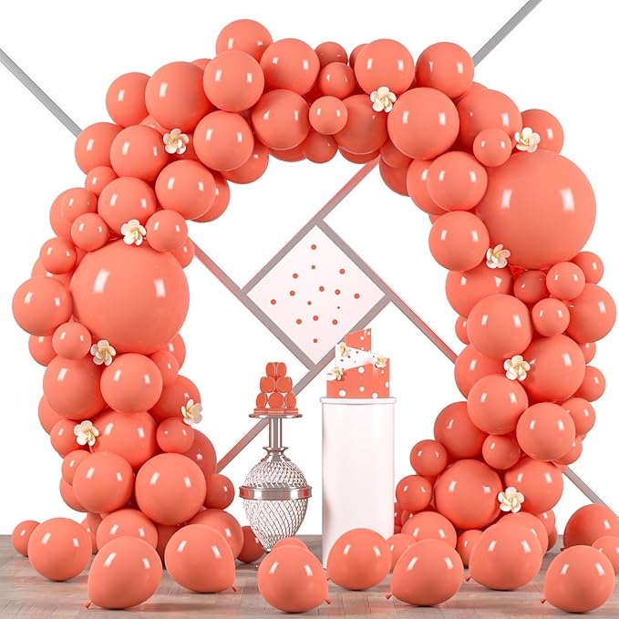 90pack Coral Red Balloons Different Size 18/12/10/5 Inch Coral Red Balloon Garland Arch Kit for Graduation, Wedding, Birthday, Princess Theme Party, Valentine's Day Party Decorations