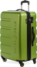 SwissGear 7366 Signature Hardside Expandable Luggage with Spinner Wheels, TSA Lock, Green, Checked-Medium 23-Inch