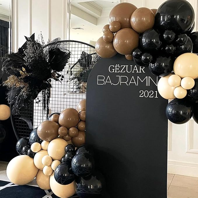 Brown Black Nude Balloon Garland Arch Kit, 160Pcs Latex Balloons Different Size 18 12 10 5 inch for Birthday Bridal Baby Shower Gender Reveal Wedding Retirement Party Decorations