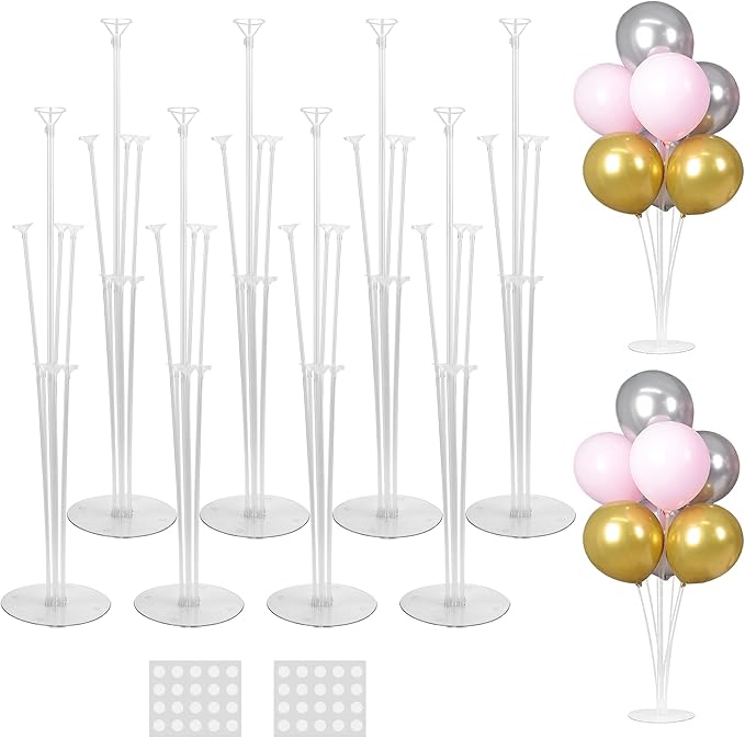 JOYYPOP 8 Sets Balloon Stand Kit For Table, Balloon Sticks with Base Birthday Graduation Party Decorations Wedding
