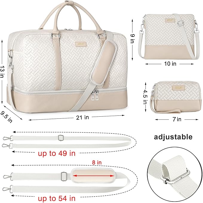 IBFUN Weekender Bags for Women, 21" Weekender Travel Bag, Travel Duffle Bag with Shoe Compartment Carry on Overnight Duffel Bag for Weekend Travel Business Trip, 3PCS