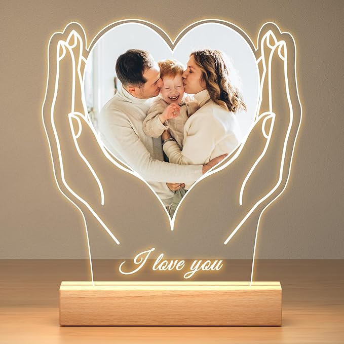 Custom Picture Frames with Photo, Customized Photo Frame, Personalized Picture Frame, Customized Birthday Gifts for Women Men Mom Dad Baby Kids Grandma Grandpa Family