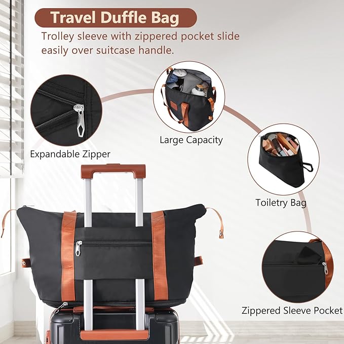Merax Luggage Set 3 Piece Carry on Luggage, Lightweight Durable Suitcases with Spinner Wheels, Corner Guards (Black Brown, 20inch)