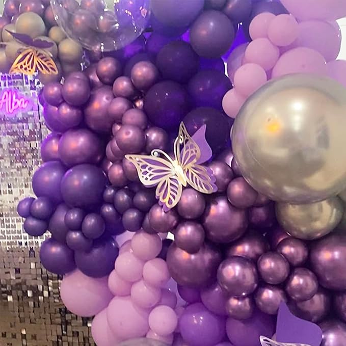 Togvu Balloon Purple and White, 60 Packs 12 Inch Dark Light Metallic Chrome Confetti Balloons Set for Girls Women Wedding Birthday Baby Shower Bridal Bachelorette Decorations