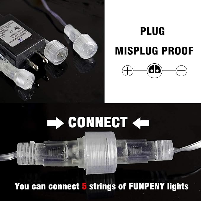 FUNPENY Meteor Shower Rain Lights, 288 LED Icicle Snow Falling Christmas Lights, Xmas Tree Holiday Decoration, White